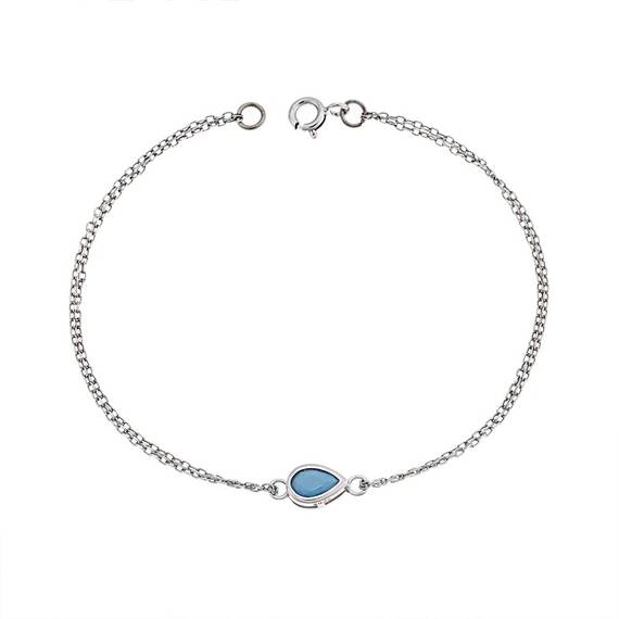 Βραχιόλι Senza Silver 925, δάκρυ με τυρκουάζ ζιργκόν