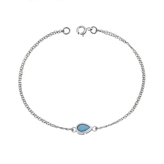 Βραχιόλι Senza Silver 925, δάκρυ με τυρκουάζ ζιργκόν