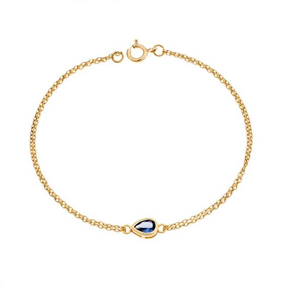 Βραχιόλι Senza Silver 925 Gold Plated, δάκρυ με γαλάζιο ζιργκόν