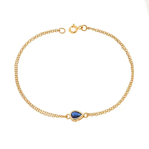 Βραχιόλι Senza Silver 925 Gold Plated, δάκρυ με μπλε ζιργκόν