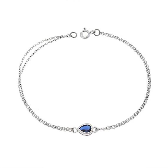 Βραχιόλι Senza Silver 925, δάκρυ με μπλε ζιργκόν