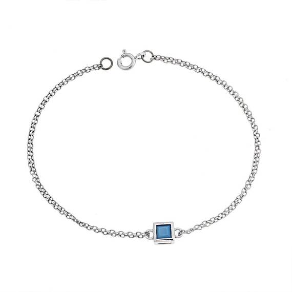 Βραχιόλι Senza Silver 925, τετράγωνο με τυρκουάζ ζιργκόν