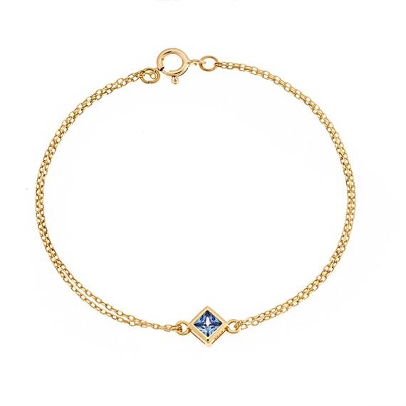 Βραχιόλι Senza Silver 925 Gold Plated, ρόμβος με aquamarine ζιργκόν