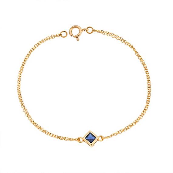 Βραχιόλι Senza Silver 925 Gold Plated, ρόμβος με μπλε ζιργκόν