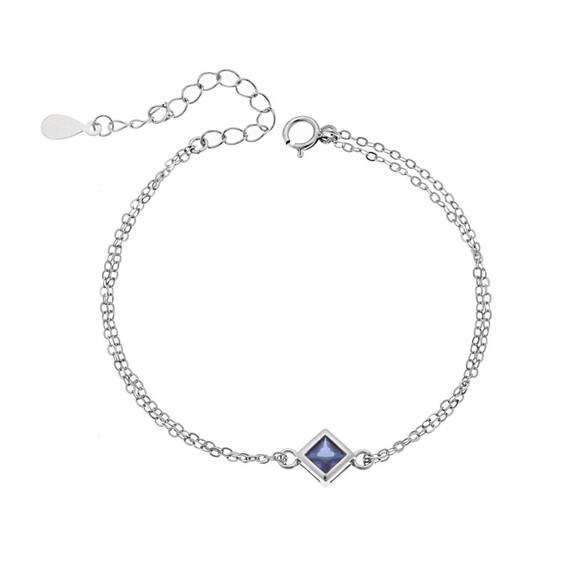 Βραχιόλι Senza Silver 925, ρόμβος με μωβ ζιργκόν