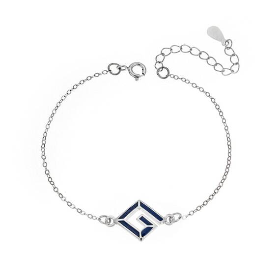 Βραχιόλι Senza Silver 925, μαίανδρος με μπλε σμάλτο