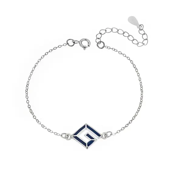 Βραχιόλι Senza Silver 925, μαίανδρος με μπλε σμάλτο