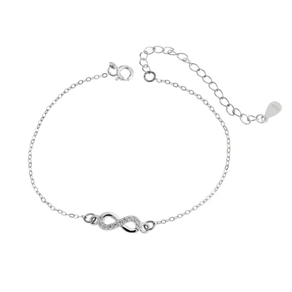 Βραχιόλι Senza Silver 925, επιπλατινωμένο άπειρο με ζιργκόν πέτρες