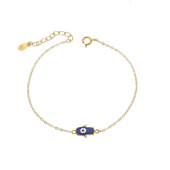 Βραχιόλι Senza Silver 925 Gold Plated, Ματάκι μέσα σε χεράκι με σμάλτο