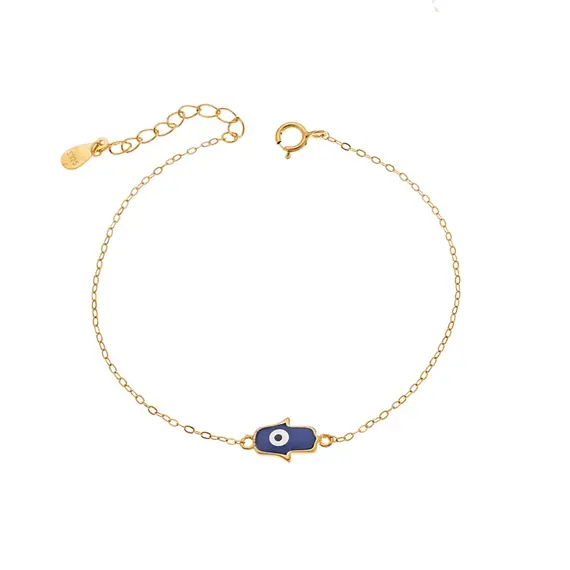 Βραχιόλι Senza Silver 925 Gold Plated, Ματάκι μέσα σε χεράκι με σμάλτο