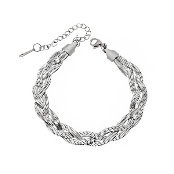 Βραχιόλι Senza Steel, πλεξούδα με τριπλή αλυσίδα