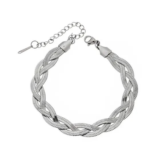 Βραχιόλι Senza Steel, πλεξούδα με τριπλή αλυσίδα