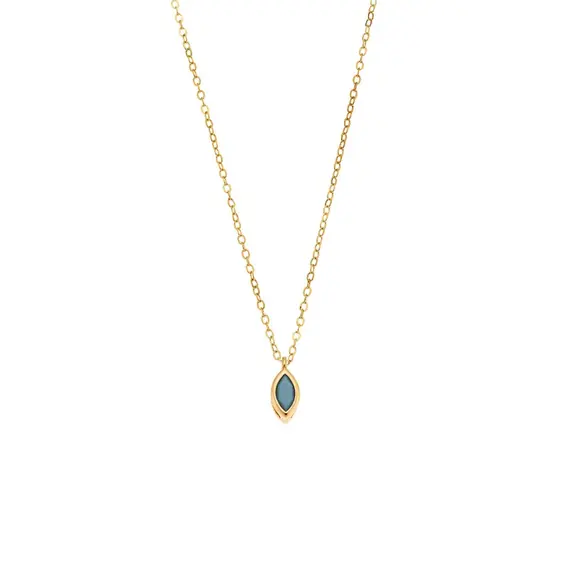 Μενταγιόν Senza Silver 925 Gold Plated, φύλλο με τυρκουάζ ζιργκόν