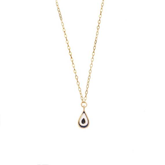 Κολιέ Senza Silver 925 Gold Plated, Ματάκι σχήμα σταγόνας με σμάλτο