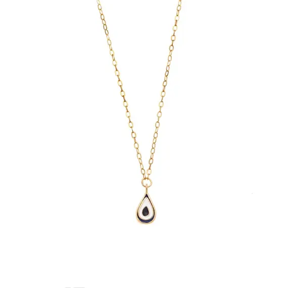 Κολιέ Senza Silver 925 Gold Plated, Ματάκι σχήμα σταγόνας με σμάλτο