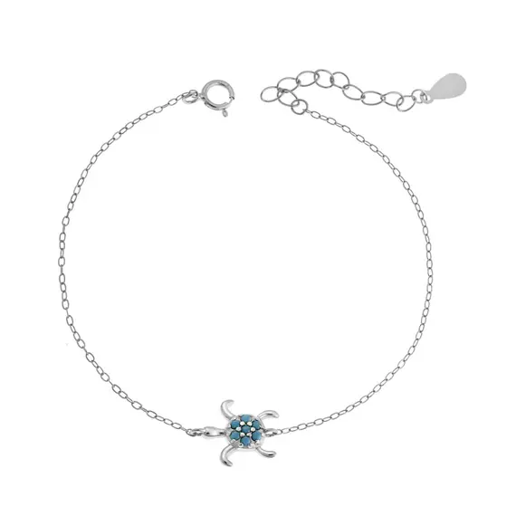 Βραχιόλι Senza Silver 925, Χελώνα με τυρκουάζ πέτρες