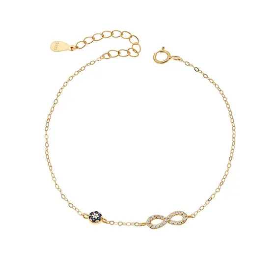 Βραχιόλι Senza Silver 925 Gold Plated, Μάτι-στόχος με άπειρο και λευκά ζιργκόν
