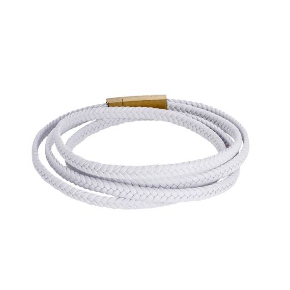 Βραχιόλι Senza Men&#039;s Steel White Leather Strap