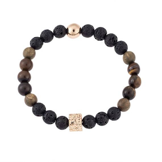 Βραχιόλι Senza Men&#039;s Lava &amp; Sandalwood Stones