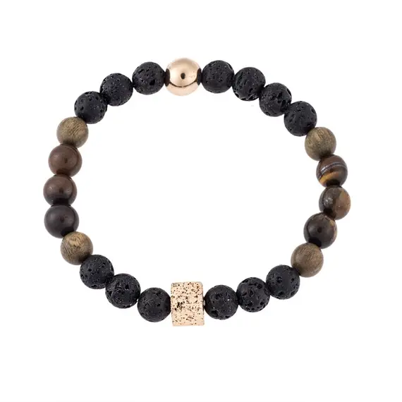 Βραχιόλι Senza Men&#039;s Lava &amp; Sandalwood Stones