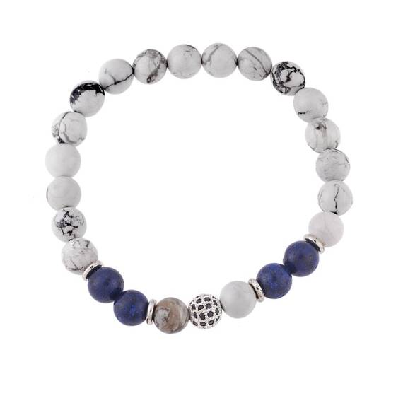 Βραχιόλι Senza Men&#039;s American Howlite &amp; Lapis Lazuli Stones