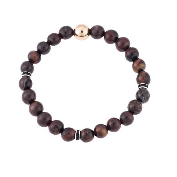 Βραχιόλι Senza Men&#039;s with Red Tiger Eye Stones