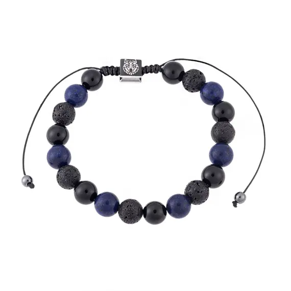 Βραχιόλι Senza Men&#039;s Lapis Lazuli &amp; Onyx with Cord