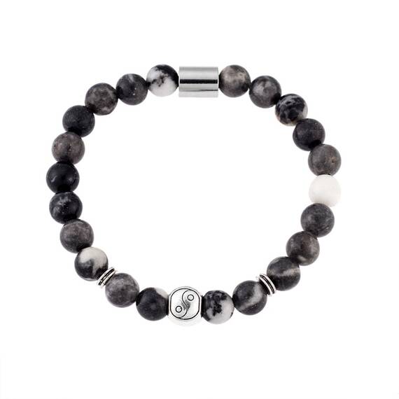 Βραχιόλι Senza Men&#039;s Steel Black &amp; White Bracelet