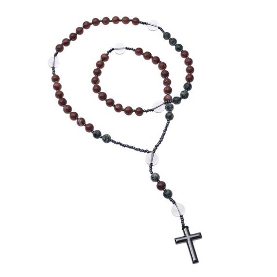 Κολιέ Men&#039;s Senza Multicolor Stones with Steel Cross