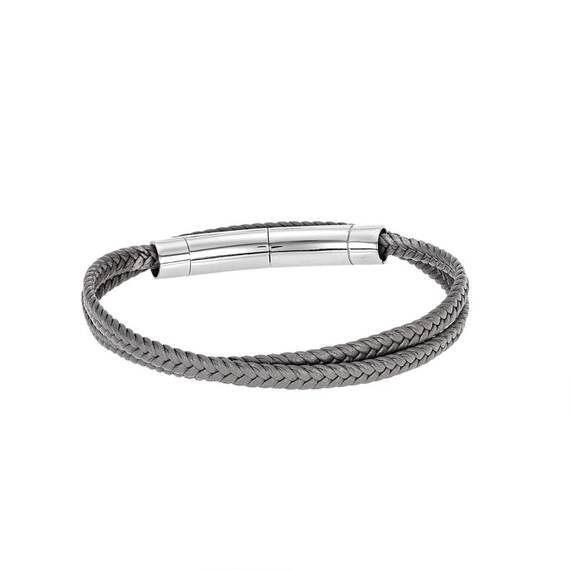 Βραχιόλι Senza Men&#039;s Steel Grey Leather Strap