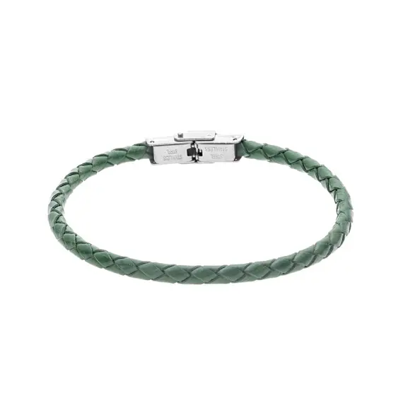Βραχιόλι Senza Men&#039;s Steel Green Leather Strap