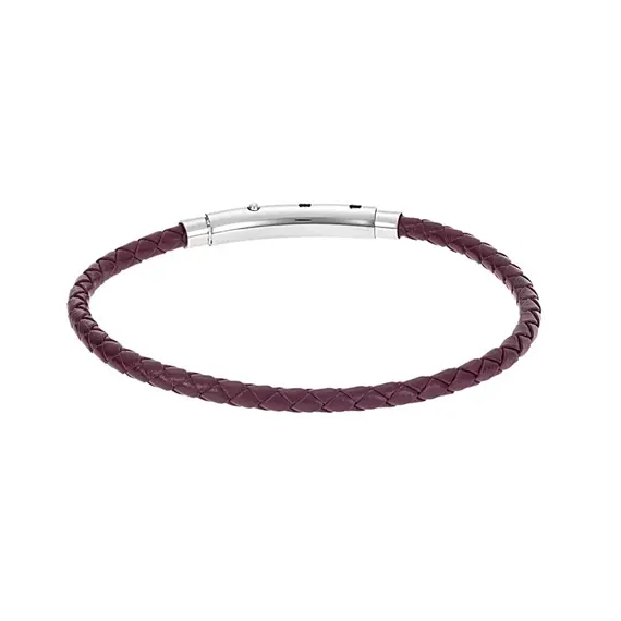 Βραχιόλι Senza Men&#039;s Steel Brown Leather Strap