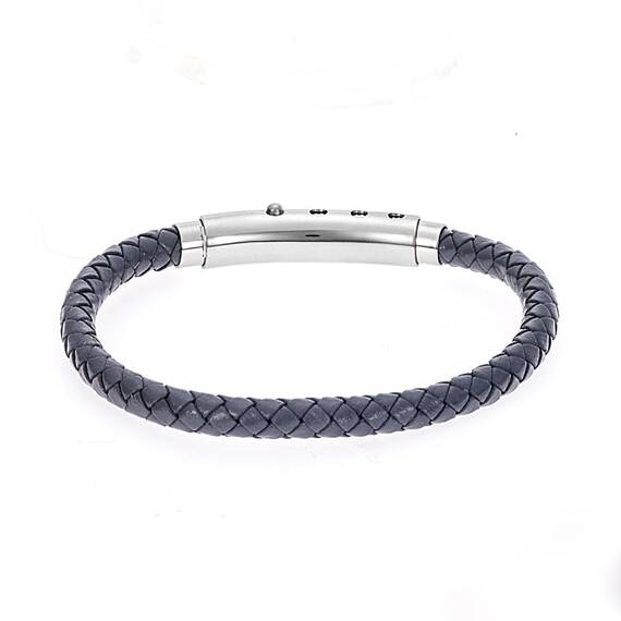 Βραχιόλι Senza Men&#039;s Steel Grey Leather Strap