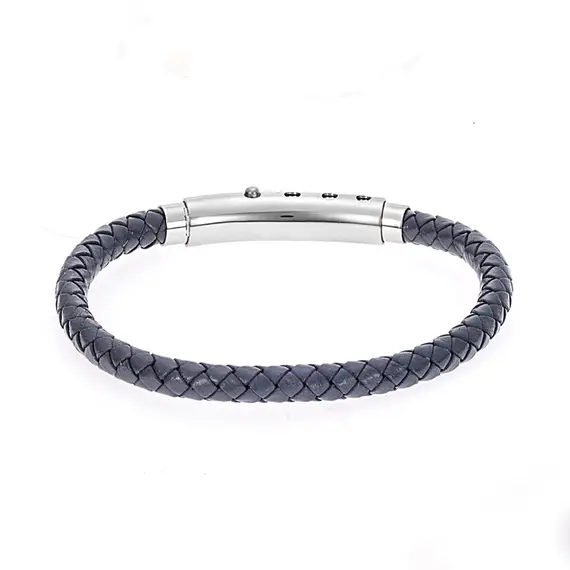 Βραχιόλι Senza Men&#039;s Steel Grey Leather Strap