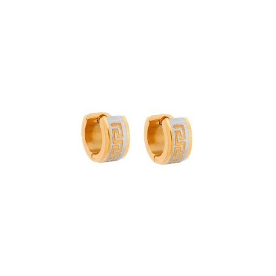 Σκουλαρίκια SENZA Gold Plated Steel, κρίκος δίχρωμος με μαίανδρο 1.3 cm