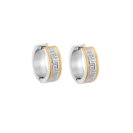Σκουλαρίκια SENZA Gold Plated Steel, κρίκος δίχρωμος με μαίανδρο 2 cm