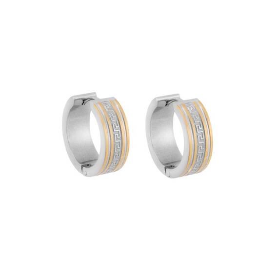 Σκουλαρίκια SENZA Gold Plated Steel, κρίκος δίχρωμος με μαίανδρο 2 cm