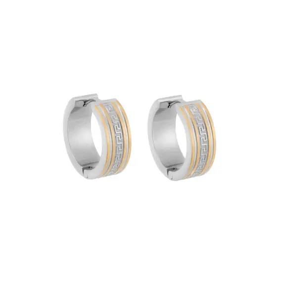 Σκουλαρίκια SENZA Gold Plated Steel, κρίκος δίχρωμος με μαίανδρο 2 cm