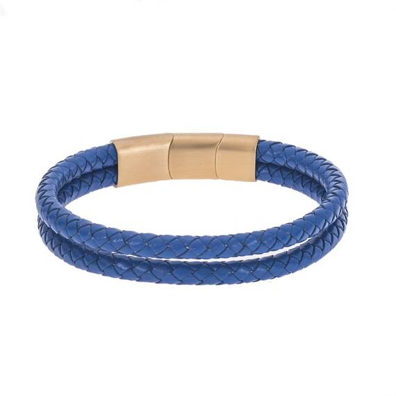 Βραχιόλι Senza Men&#039;s Steel Blue Leather Strap
