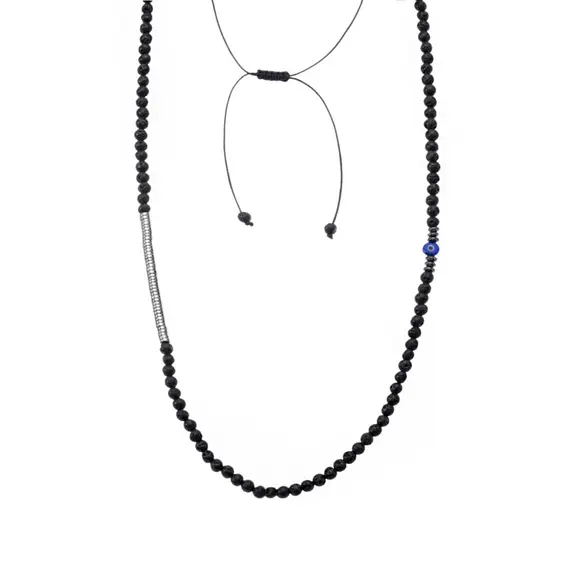 Κολιέ-Ροζάριο Unisex Senza Hematite &amp; Lava Stones
