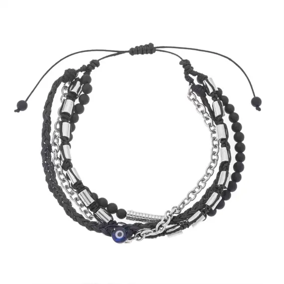 Βραχιόλι Unisex Senza Hematite &amp; Onyx Stones with Steel
