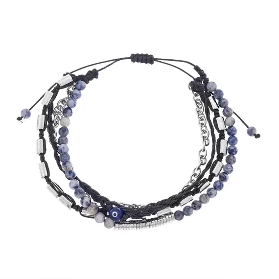 Βραχιόλι Unisex Senza Hematite &amp; Sodalite Stones with Steel