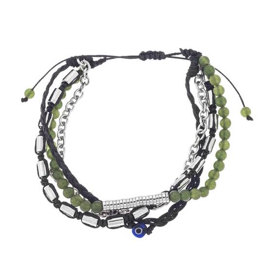 Βραχιόλι Unisex Senza Hematite &amp; Aventurine Stones with Steel