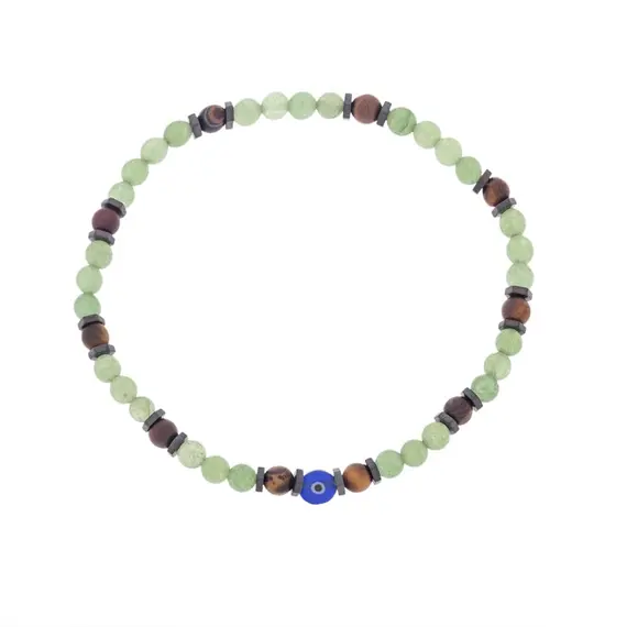Βραχιόλι Unisex Senza Hematite &amp; Aventurine Stones with Tiger eye