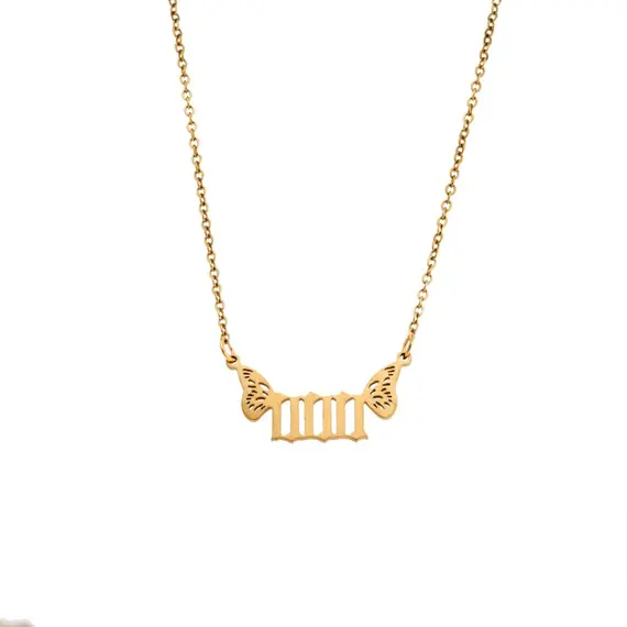 Κολιέ Senza Stainless Steel Gold Plated, Angel Numbers