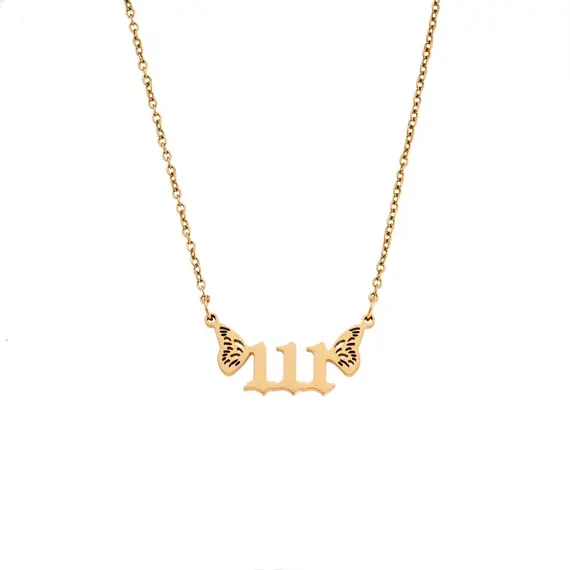 Κολιέ Senza Stainless Steel Gold Plated, Angel Numbers