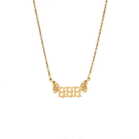 Κολιέ Senza Stainless Steel Gold Plated, Angel Numbers