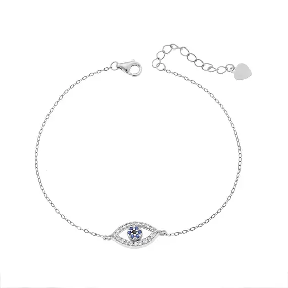 Βραχιόλι Senza Silver 925, Ματάκι μπλε με ζιργκόν