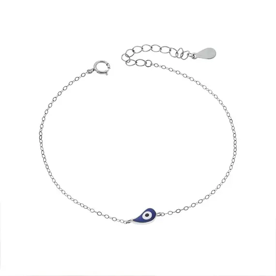 Βραχιόλι Senza Silver 925, ματάκι με μπλε σμάλτο