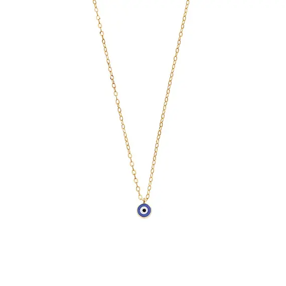 Κολιέ Senza Silver 925 Gold Plated, Ματάκι μπλε με σμάλτο